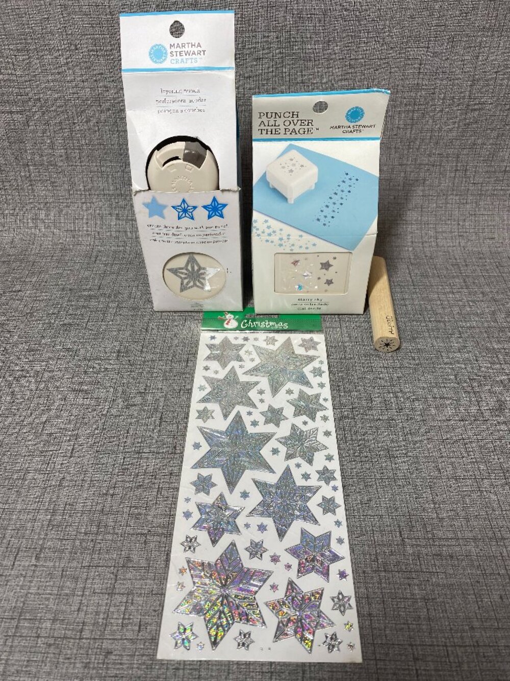 NOS Martha Stewart Layering Punch Star Punch All Over Page Starry Sky 4pc Lot